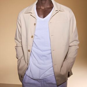 NN07 Shirt Jacket Mens Medium Cream Button Up Overshirt Lightweight MURRAY $400